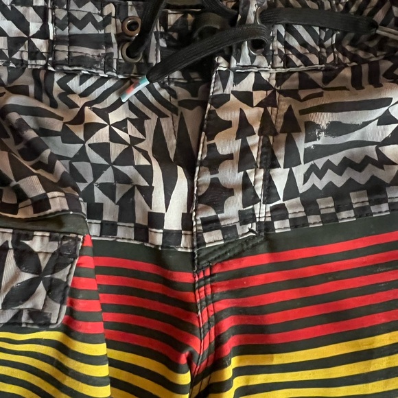 Quicksilver Rasta Geometric Patterned Board Shorts - Picture 4 of 5